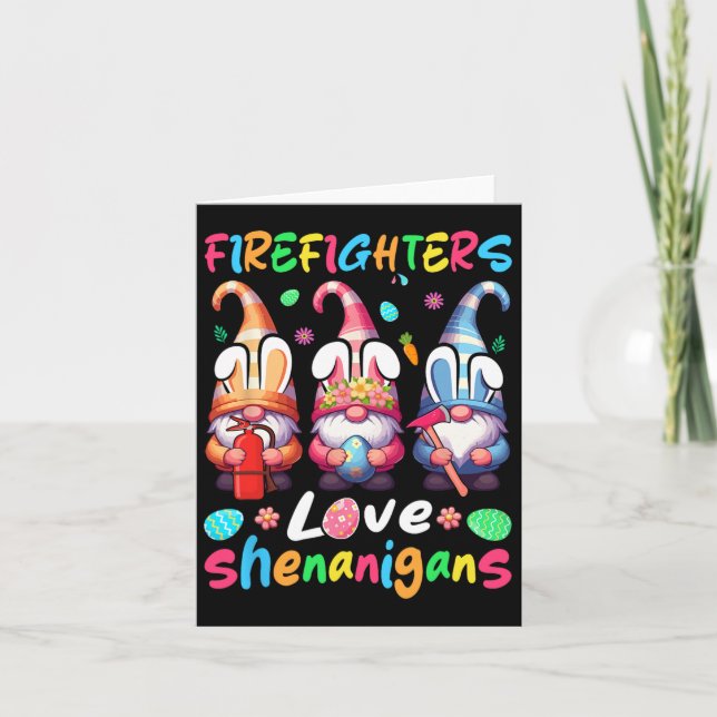 Firefighters Costume Shenanigans Lover Three Gnome Card (Front)