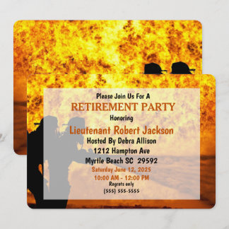 Firefighters/Fire Chief Flames Retirement   Invitation