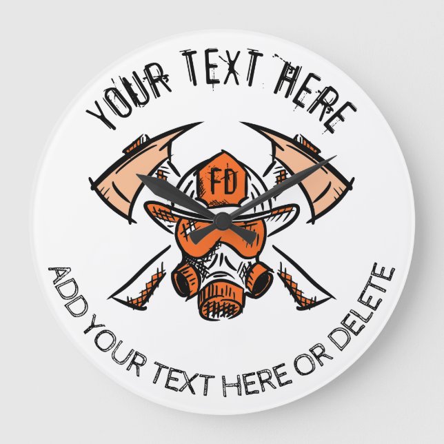 Firefighters. Fire Department. Gift Idea Template Large Clock (Front)