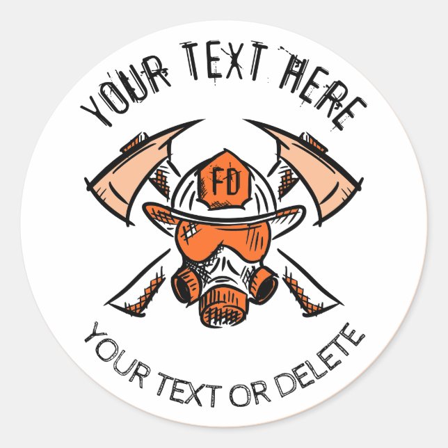 Firefighters. Fire Department. Template Classic Round Sticker (Front)