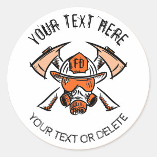 Firefighters. Fire Department. Template Classic Round Sticker
