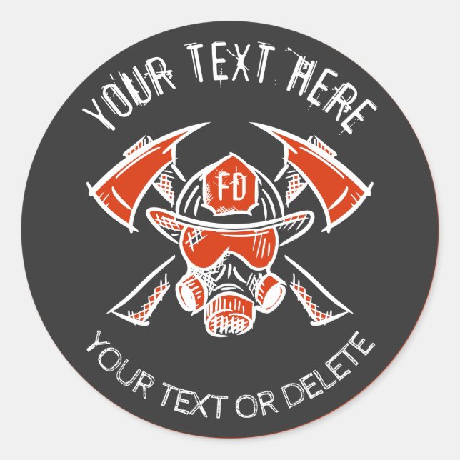 Firefighters. Fire Department. Template Classic Round Sticker (Front)