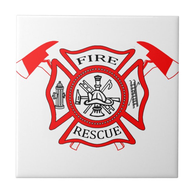 Firefighters Fire Dept logo Gifts Tile (Front)