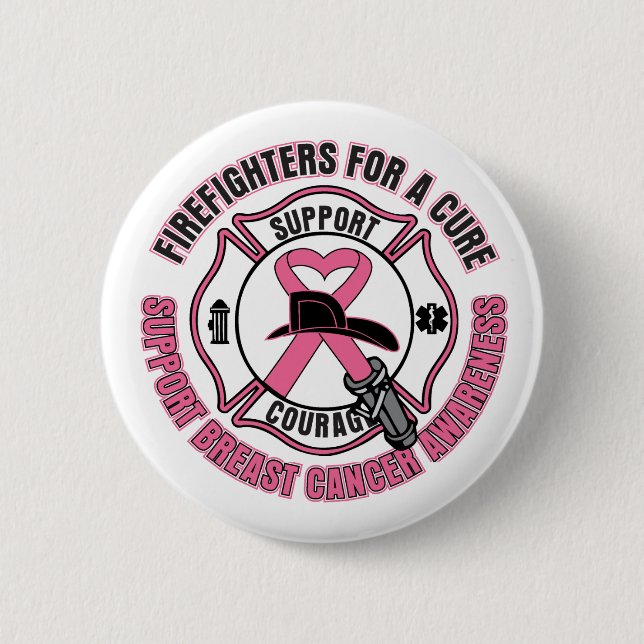 Firefighters For A Cure Breast Cancer 2 Inch Round Button (Front)