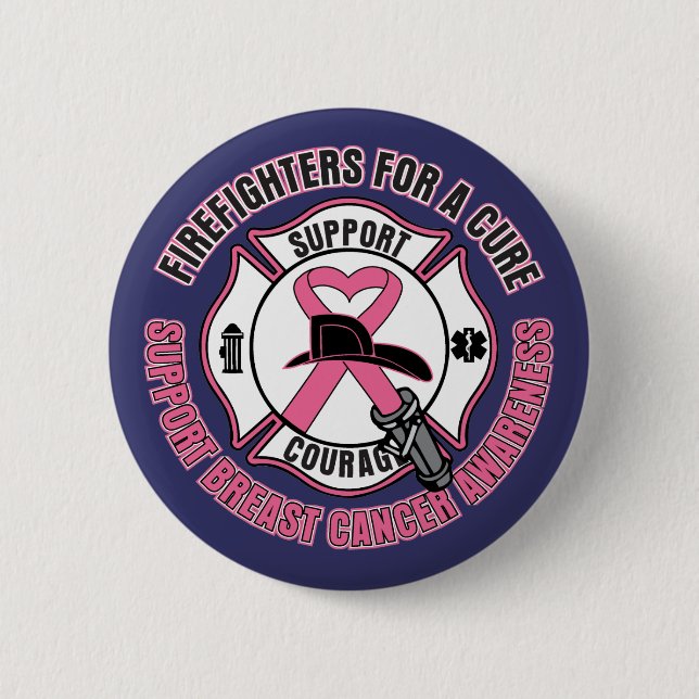 Firefighters For A Cure Breast Cancer 2 Inch Round Button (Front)