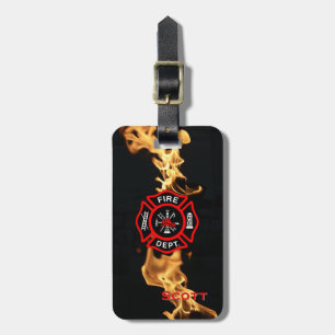 Firefighters Gift Personalized Maltese Cross Fire Luggage Tag
