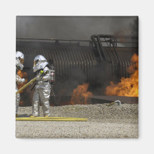 Firefighters neutralize a live fire magnet