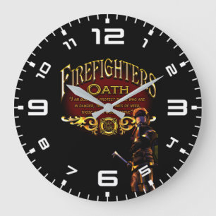 Firefighters Oath Large Clock