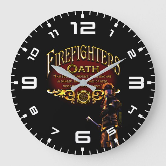 Firefighters Oath Large Clock (Front)