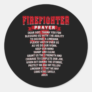 Firefighters Prayer Christian Fires Dad Husband Classic Round Sticker