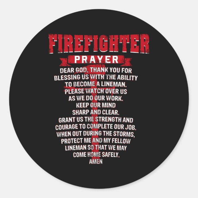 Firefighters Prayer Christian Fires Dad Husband Classic Round Sticker (Front)