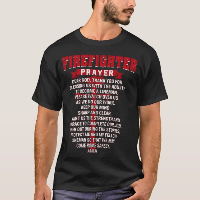 Firefighters Prayer Christian Fires Dad Husband  T-Shirt (Front)