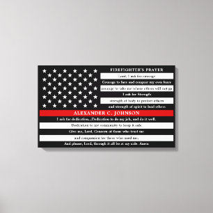 Firefighter's Prayer Personalized Thin Red Line Canvas Print