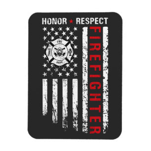 Firefighters Red Line Us Flag Magnet