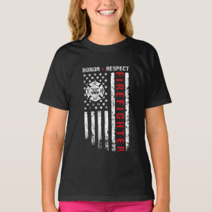 Firefighters Red Line Us Flag T-Shirt