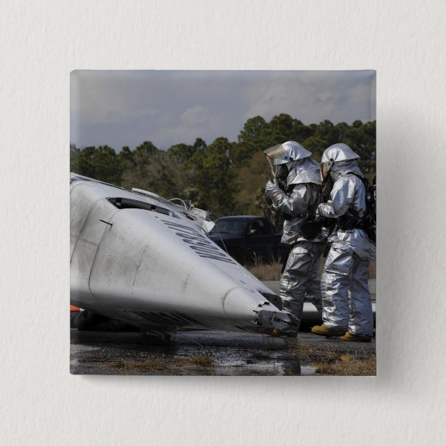 Firefighters respond to the scene 2 inch square button (Front)