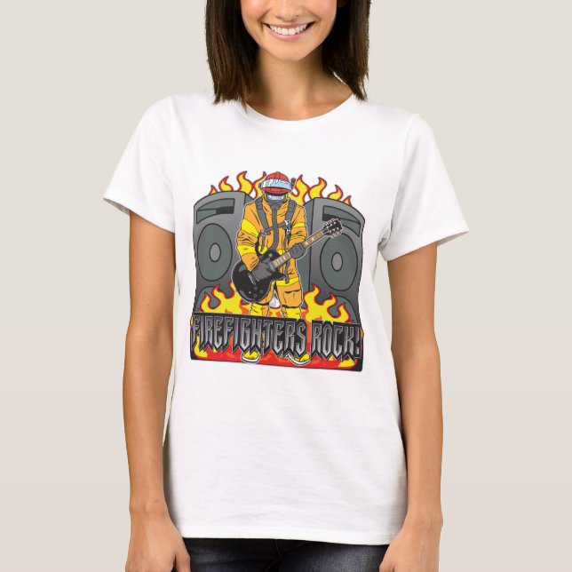 Firefighters Rock Guitar T-Shirt (Front)