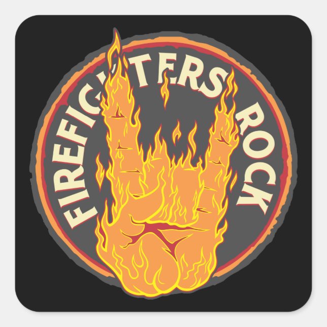 Firefighters Rock! Square Sticker (Front)