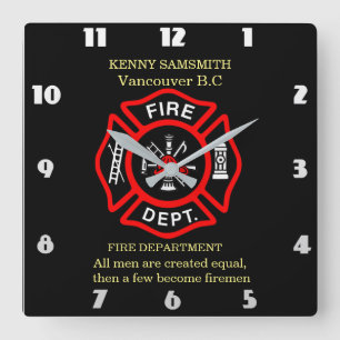 Firefighters save hearts and homes square wall clo square wall clock