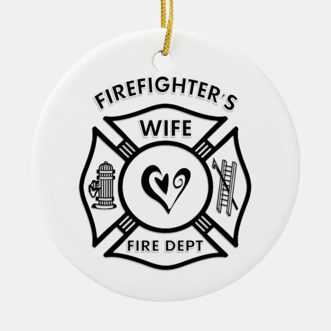 Firefighter's Wife Ceramic Ornament (Front)