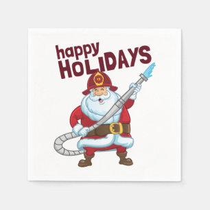 Firefighting Christmas Santa Claus Firefighter Napkin