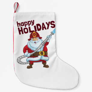 Firefighting Christmas Santa Claus Firefighter Small Christmas Stocking