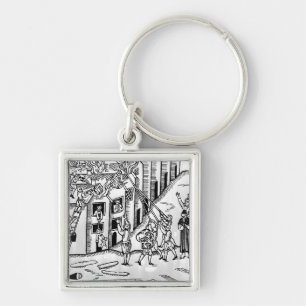 Firefighting during the Great Fire of London Keychain