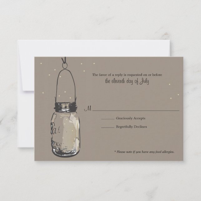 Fireflets carte RSVP & Mason Jar (Devant)