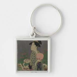 Fireflies, 1793 (colour woodcut) keychain
