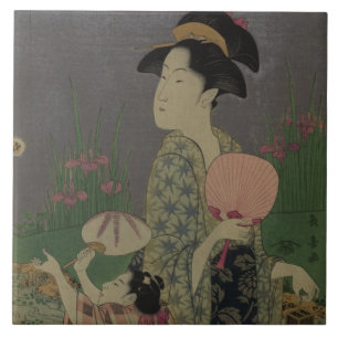 Fireflies, 1793 (colour woodcut) tile