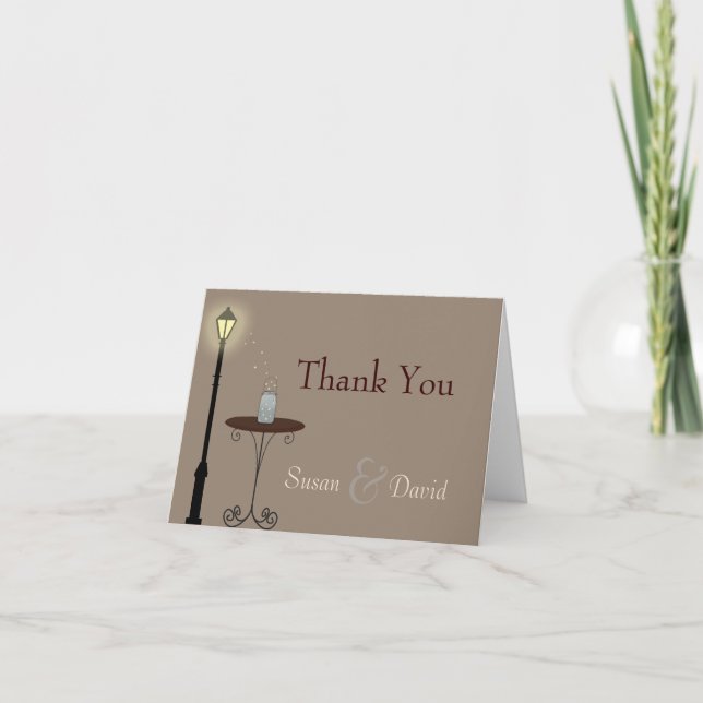 Fireflies and Mason Jar Thank You Note Card (Front)