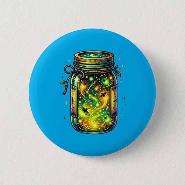 Fireflies Bugs In A Jar Firefly Lightning Insects 2 Inch Round Button (Front)