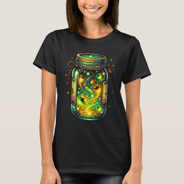 Fireflies Bugs In A Jar Firefly Lightning Insects T-Shirt (Front)