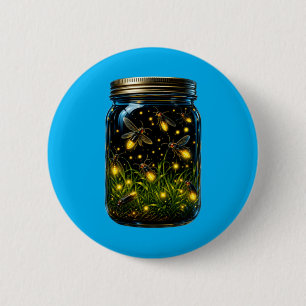 Fireflies Bugs In A Jar Glow Bug Lightning Insects 2 Inch Round Button