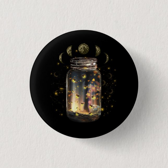 Fireflies Bugs In Jar Firefly Lightning Insects Gl 1 Inch Round Button (Front)