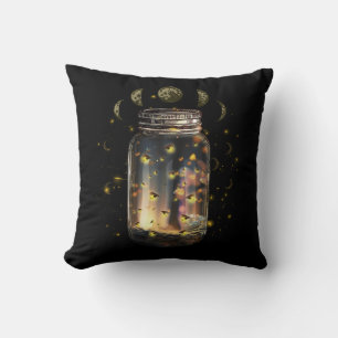 Fireflies Bugs In Jar Firefly Lightning Insects Gl Throw Pillow