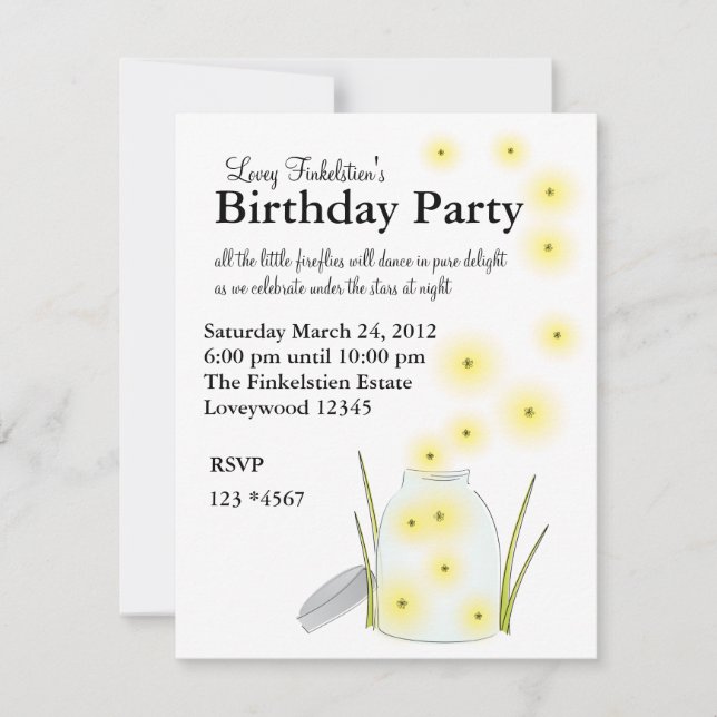 Fireflies Flying Invitation (Front)