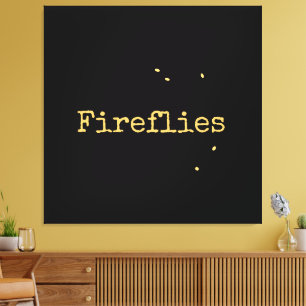 FIREFLIES Fun Retro Text Summer Night Sky Glints Canvas Print
