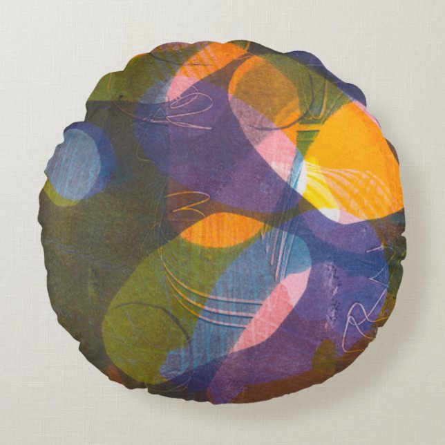Fireflies I Round Pillow (Front)