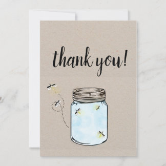 Fireflies in a mason jar thank you note card