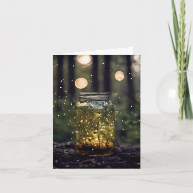 Fireflies In Jar Birthday Card (Front)