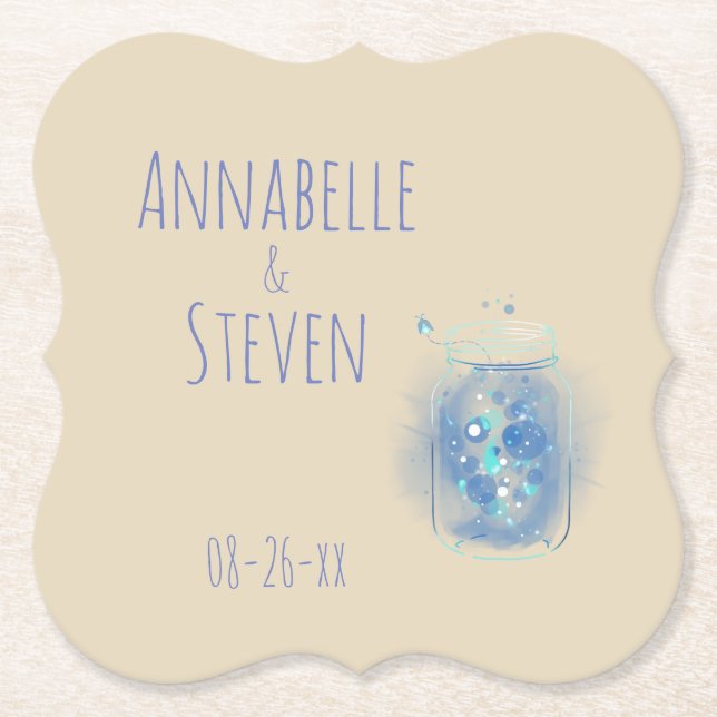 Fireflies in Jar Personalized Classic  Paper Coaster (Front)