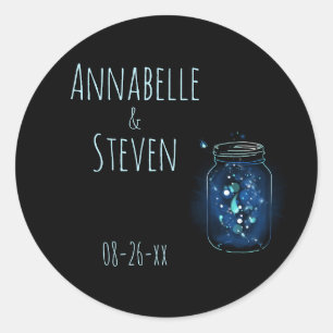 Fireflies in Jar Personalized Classic   Round Sticker