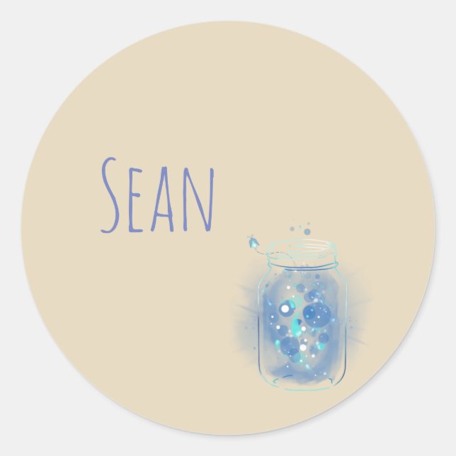 Fireflies in Jar Personalized Classic Round Sticker (Front)