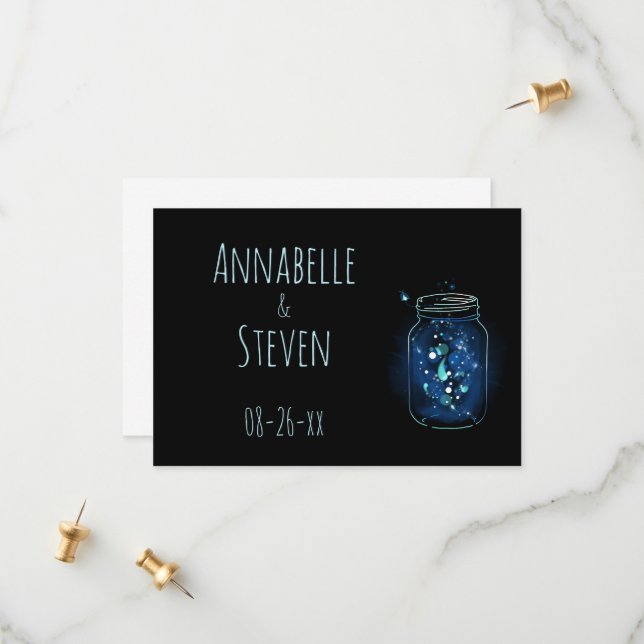 Fireflies in Jar Personalized Save the Date Card (Front/Back In Situ)