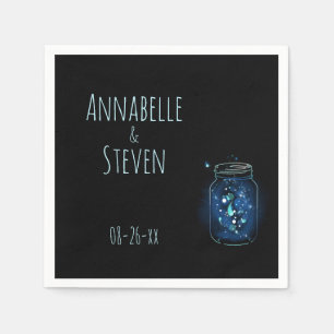 Fireflies in Mason Jar Personalized Wedding Napkin