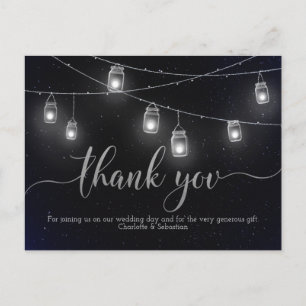 Fireflies Mason Jar Lights Night Sky Thank You Postcard