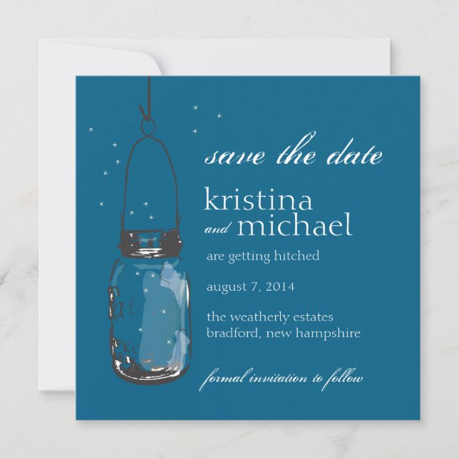 Fireflies & Mason Jar Save the Date (Front)