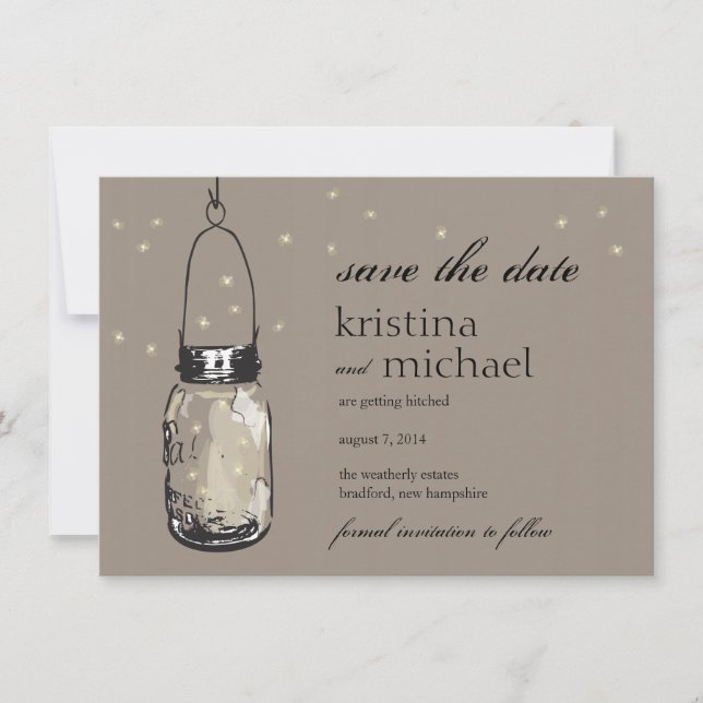 Fireflies & Mason Jar Save the Date (Front)