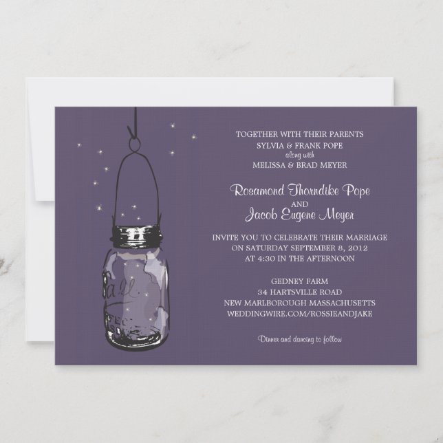 Fireflies & Mason Jar Wedding Invitations (Front)